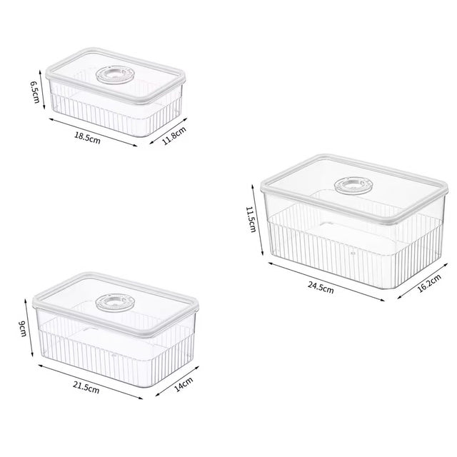 Acrylic Airtight Fridge Organizer Set Transparent 3pcs