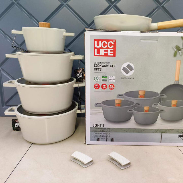 UCC LIFE Ceramic Series 11-Piece Cookware Set