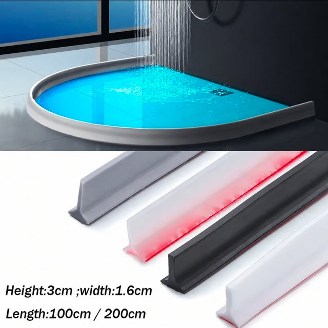 Silicone Water Stopper Strip — Self Adhesive Shower Barrier, 2m