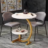 Double Layer C Shape Side Table | Gold Frame Marble Coffee Table Kenya