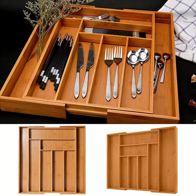 Expandable Bamboo Drawer Organizer