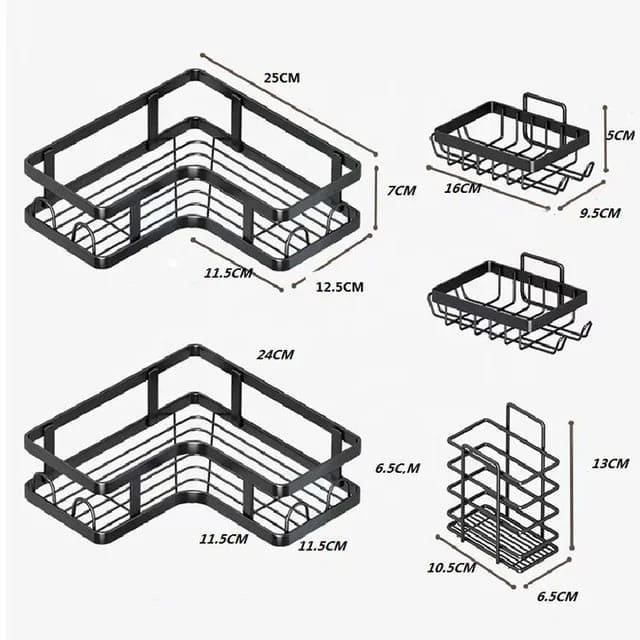 5-Piece Corner Shower Caddy Shelf &  Bathroom Organizer