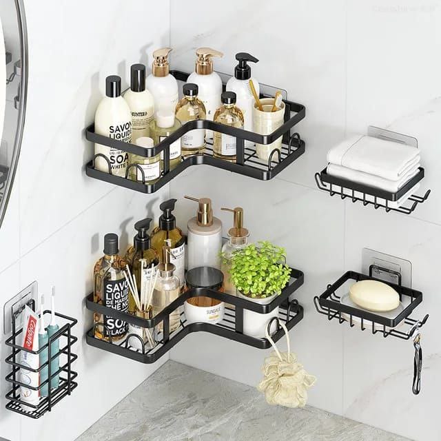 5-Piece Corner Shower Caddy Shelf &  Bathroom Organizer