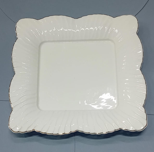 White Ceramic Square Dinner Plate  spn