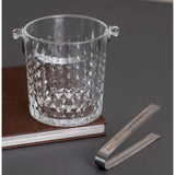 Clear Glass Crystal Ice Bucket with Metal Handle and Ice Tong — 900ml