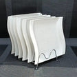 White Square Heavy Porcelain Ceramic Side Plates with Wave Edges — 8 Inch spn