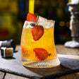 Clear Ribbed Wave Crystal Whiskey Glasses with Curved Shape, 330ml spn