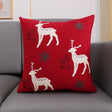 Embroidered Red Christmas Cushion with White Reindeer and Green Snowflakes — 45 x 45 cm car