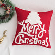 Embroidered Red Merry Christmas Cushion with White Christmas Tree — 45 x 45 cm car