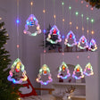 Multicoloured Christmas Tree Shaped LED Curtain Lights with Santa san