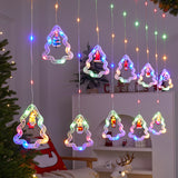 Multicoloured Christmas Tree Shaped LED Curtain Lights with Santa san