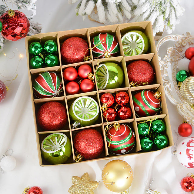 Red and Green Christmas Tree Baubles Set san