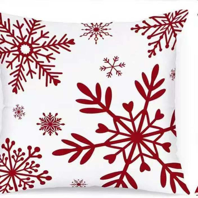 Christmas Throw Pillow Cover in Soft Plush, Merry Christmas and Snowflake Designs — 45 x 45 cm