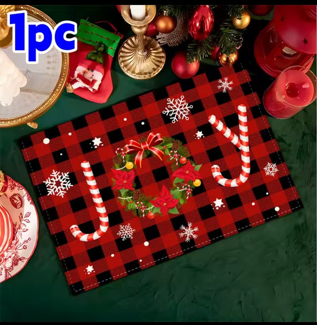 Luxury Christmas Table Placemats Set, Festive Themed Place Mats 32 x 45 cm — 6 Pieces