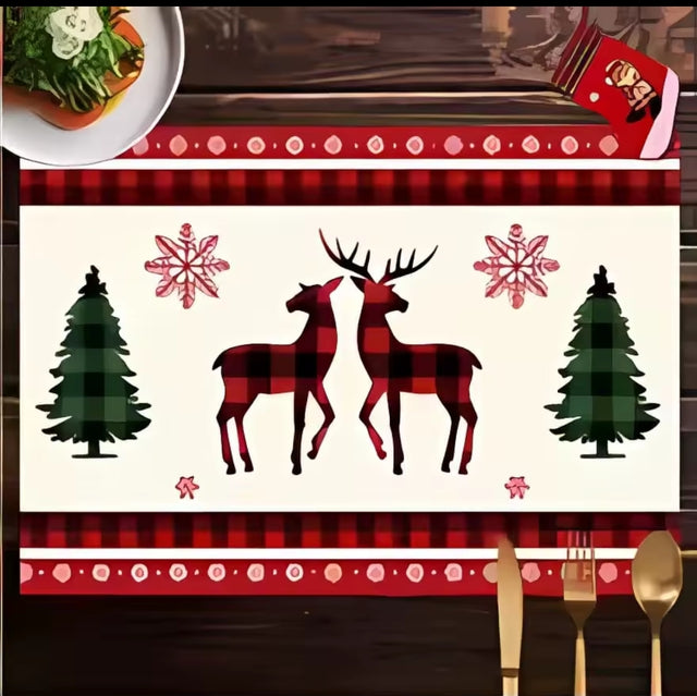 Luxury Christmas Table Placemats Set, Festive Themed Place Mats 32 x 45 cm — 6 Pieces zaw