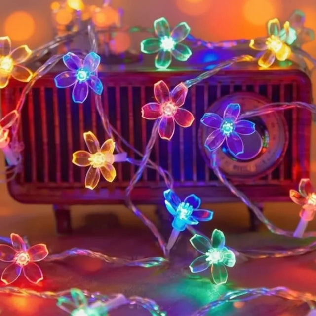 Multicoloured Flower Shaped LED Fairy String Lights with Remote zaw
