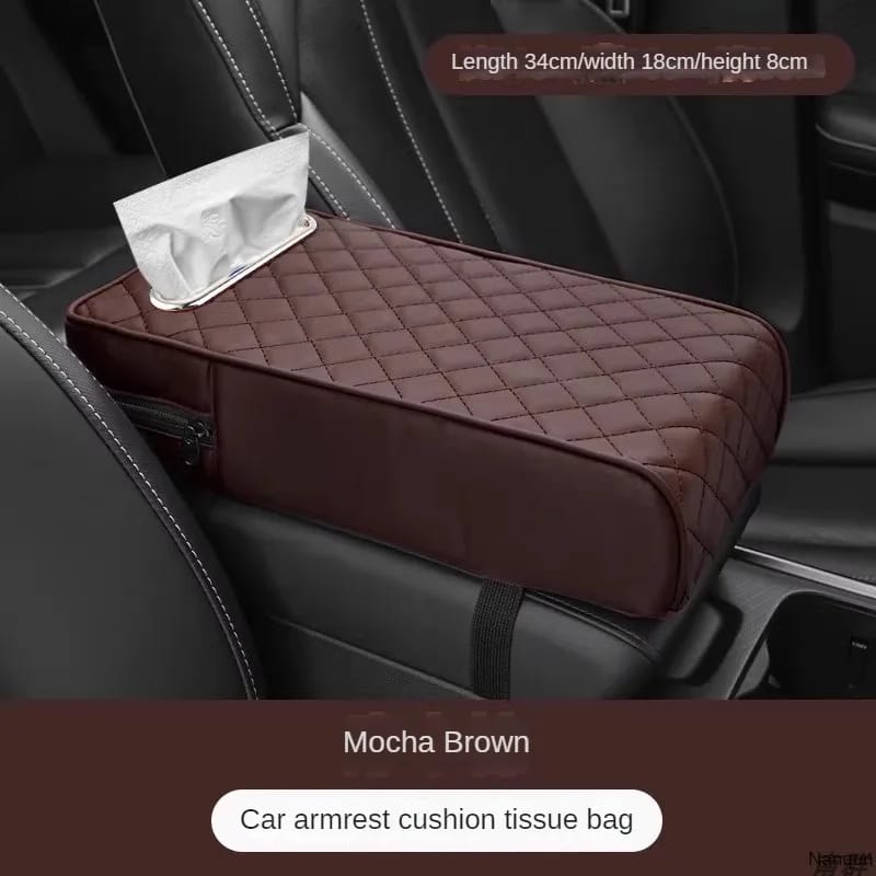 Car armrest with tissue storage