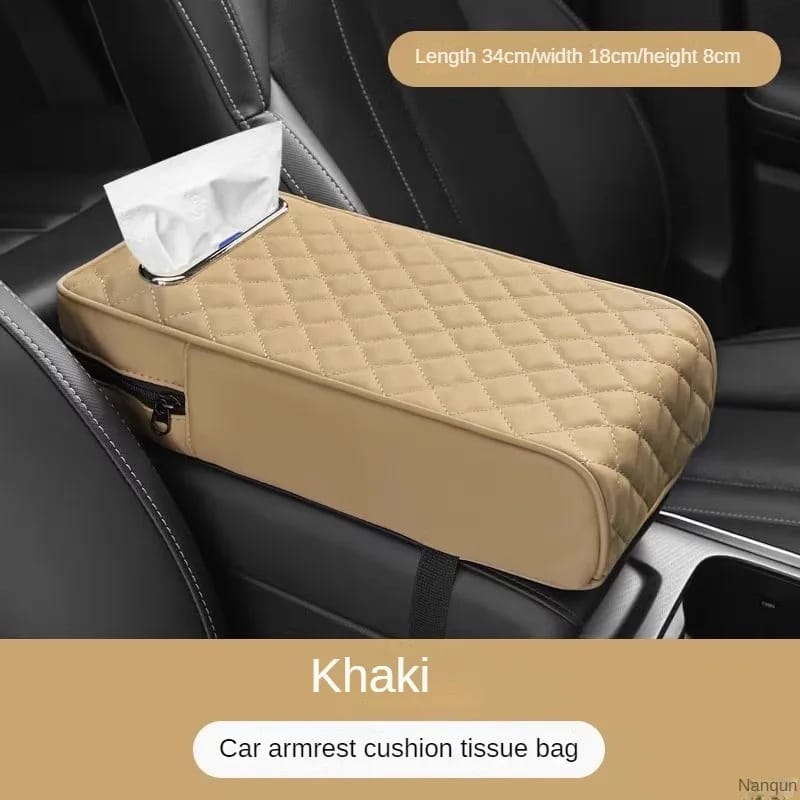 Car armrest with tissue storage