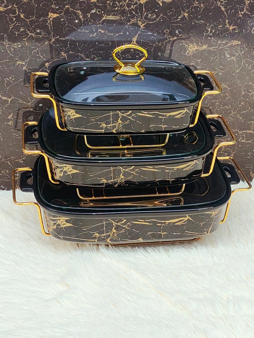 white  gold  ceramic chaffing dish