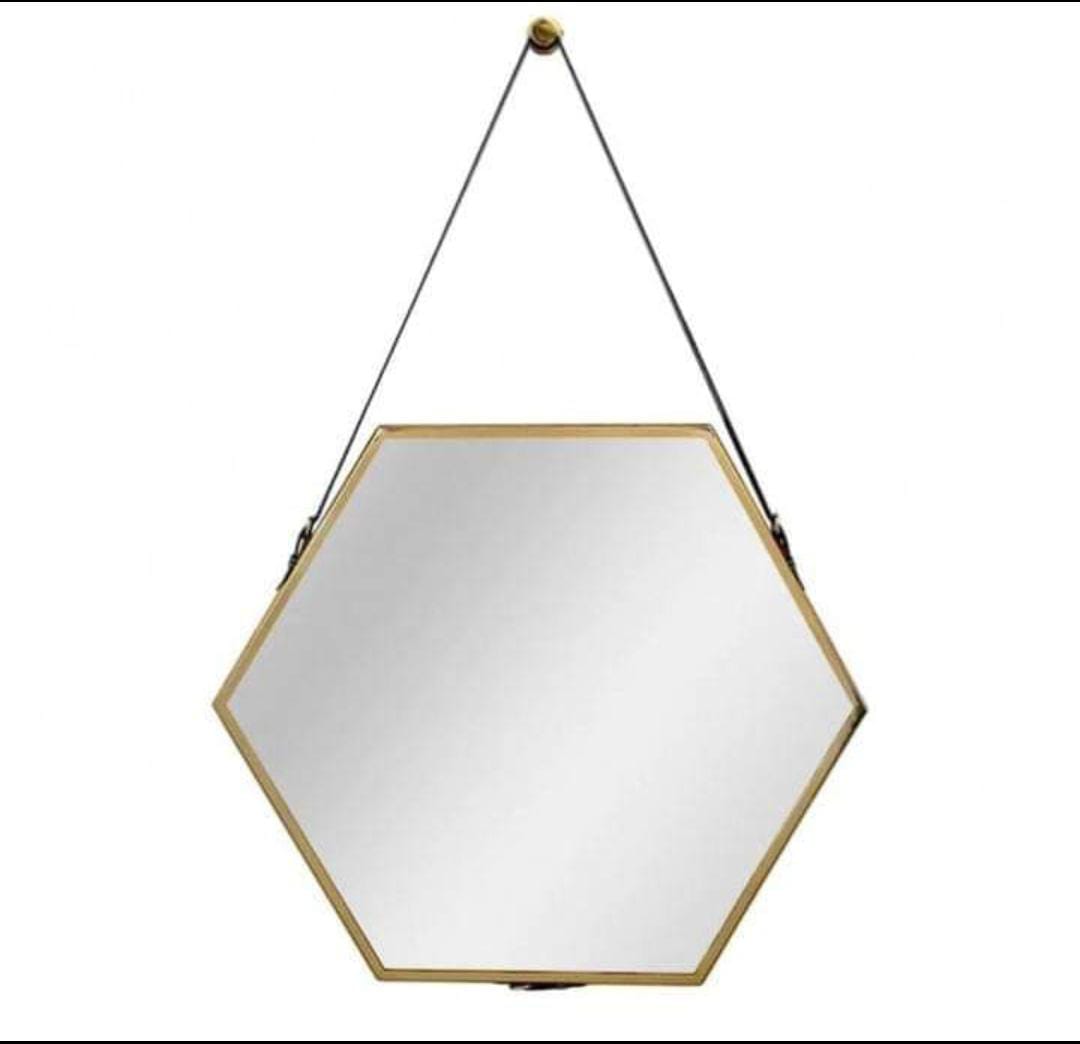 Hanging Wall Mirror Geometric Hexagon