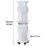 rotating stackable bookshelf organizer with wheels