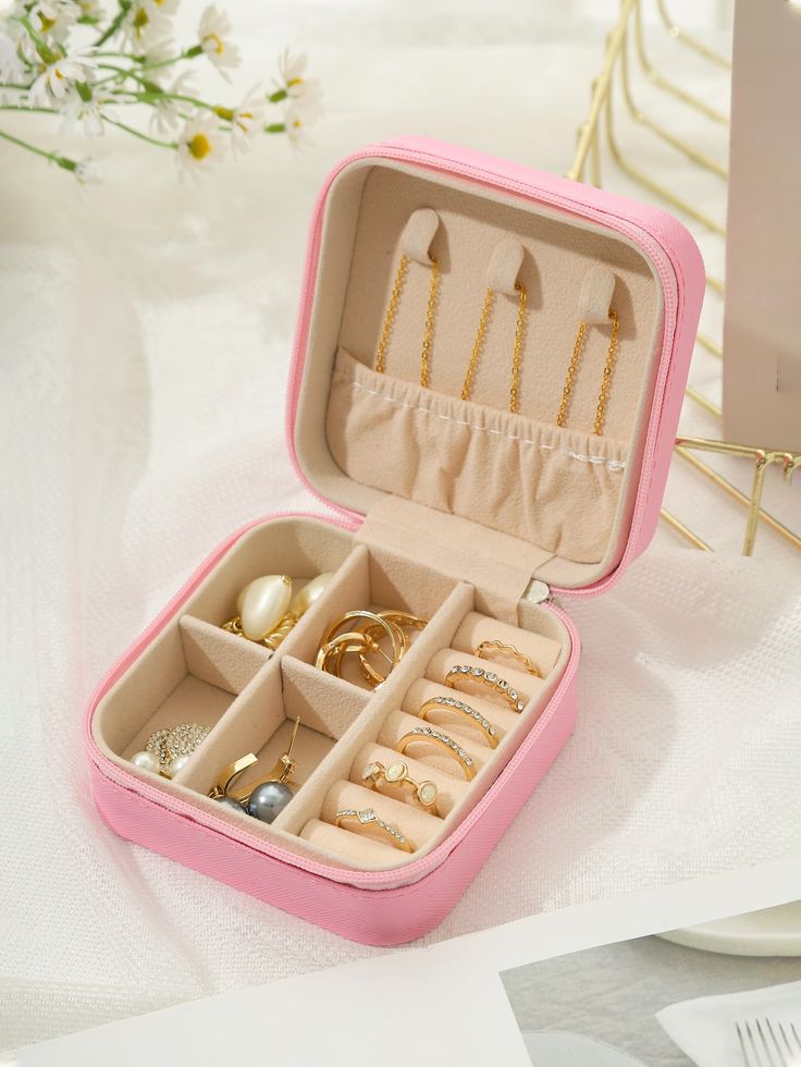 Portable Jewelry Travel Case Organizer/ Portable Mini Storage Boxes Display For Rings,Earrings, Necklaces