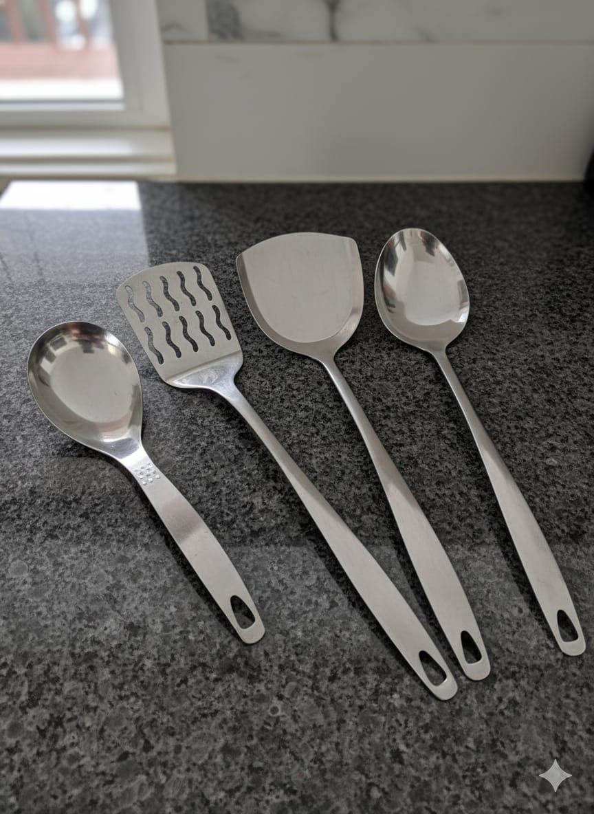 Silver handle serving spoon