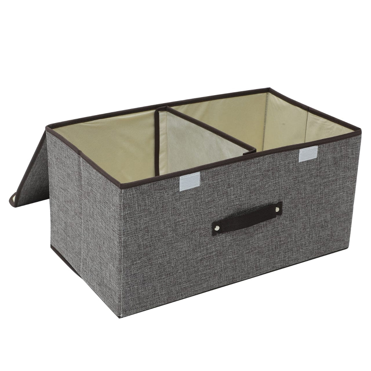 Foldable cotton linen closet storage box with double cover organizer