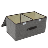 Foldable cotton linen closet storage box with double cover organizer
