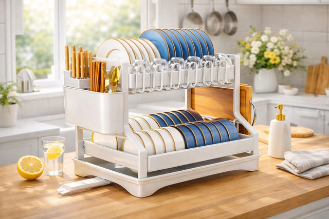 Rust-Proof Kitchen Organizer with Drainboard Dimensions: 42 × 32.5 × 43 cm.
