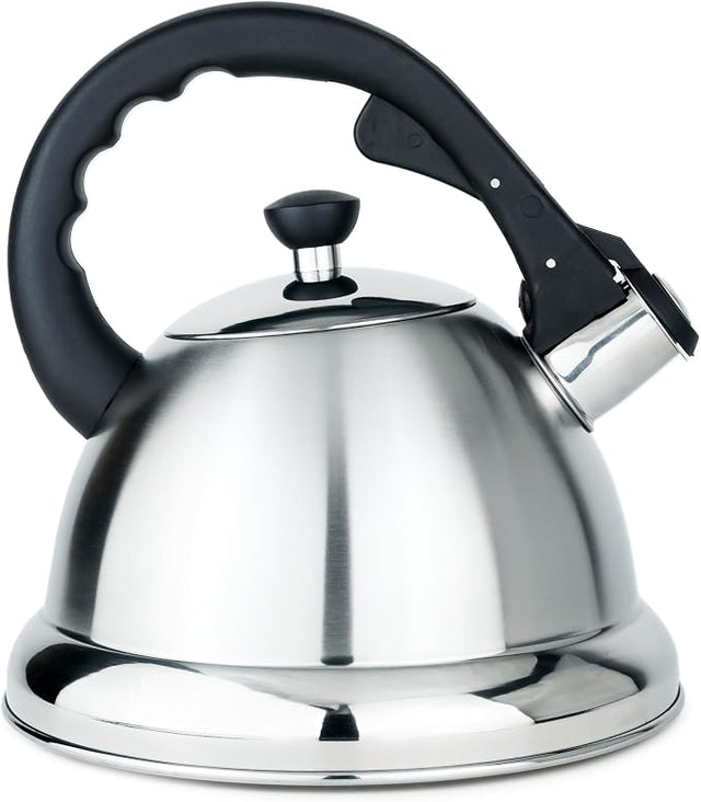 Whistling kettle brushed stainless steel black handle stovetop — iDecorators Kenya
