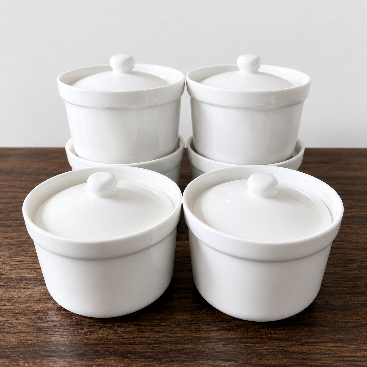 White Ceramic Lidded Pots Set Kitchen Storage —