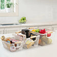 White Mesh Plastic Storage Baskets with Bamboo Handles (Set of 3) njr
