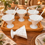 White and Gold Marble Ceramic Ice Cream Cups sn
