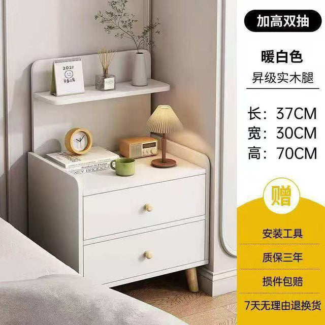Wooden Bedside Table with Drawer — Minimalist Nightstand rem