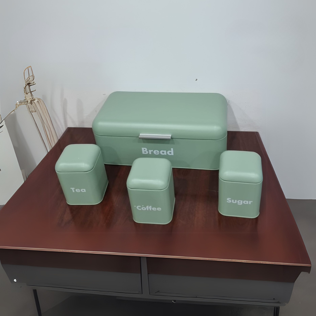 Hinged Bread bin 9L with 3 canisters