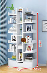 bookshelf Bookshelf with Drawer Wood Storage Rack for Books Utility Organizer Shelves for Living Room Bedroom Home Office bookcase