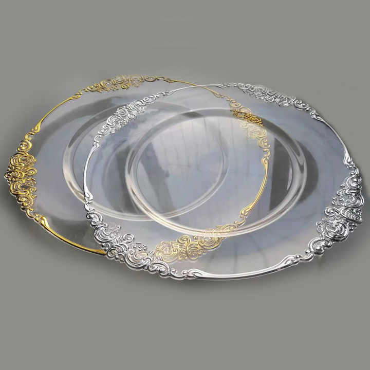 Acrylic Clear With A Gold Designs Charger Plates