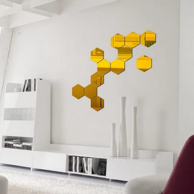 Hexagonal shape Acrylic Mirrors set of 12 mirrors