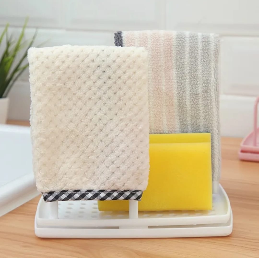 Kitchen Sponge Drainer Rack Towel Holder Sink Shelf Kitchen Organizer Storage Basket Adjustable Bathroom