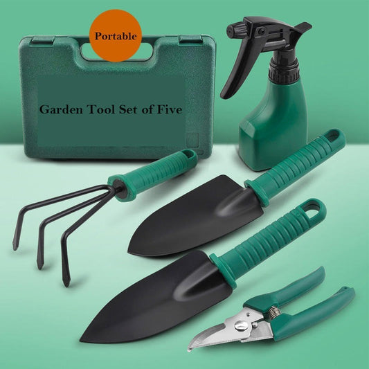 5pcs heavy-duty stainless steel garden tools set.