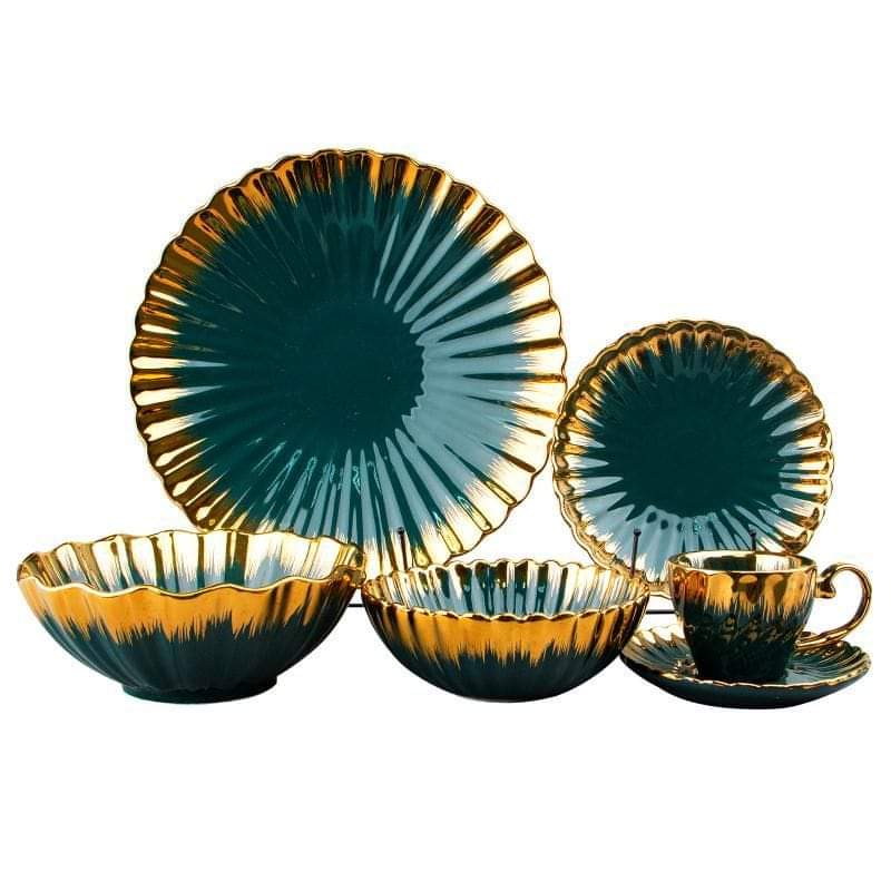 36pcs Nordic classy dinner set with gold rim