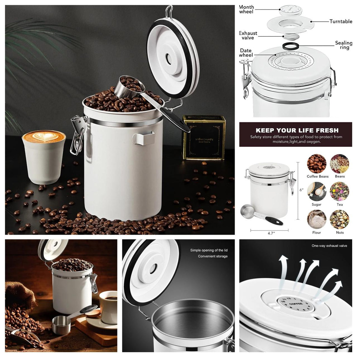 Stainless Steel Coffee Bean Vacuum Storage Container – 1800ml