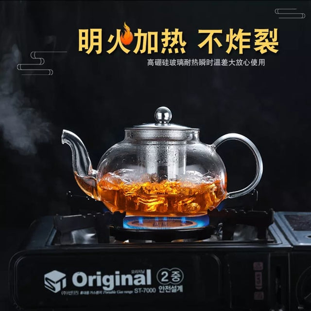 High Borosilicate glass tea/Coffee pot with stainless steel glass filter infuser
