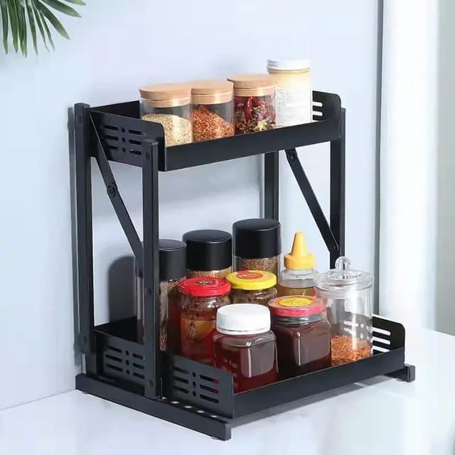 2Tier Multifunctional Foldable Kitchen Spice Rack /Storage Rack