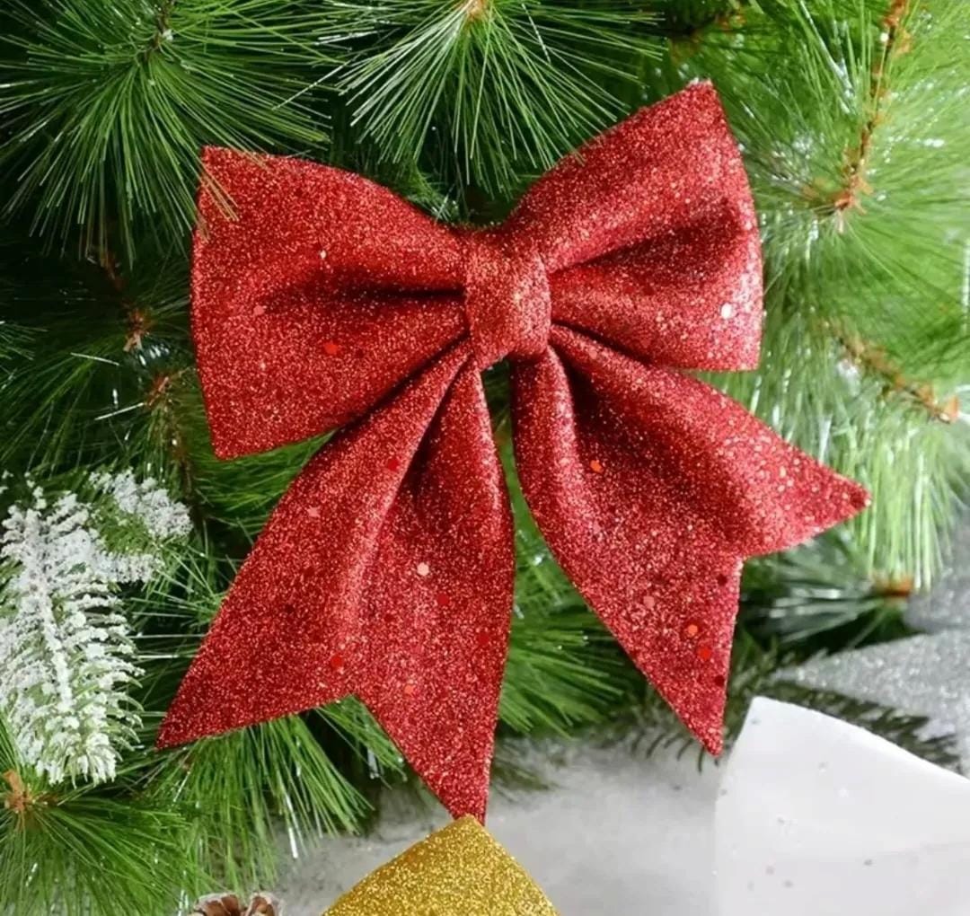 Christmas Glitter Ribbons/Bows (21×24cm)