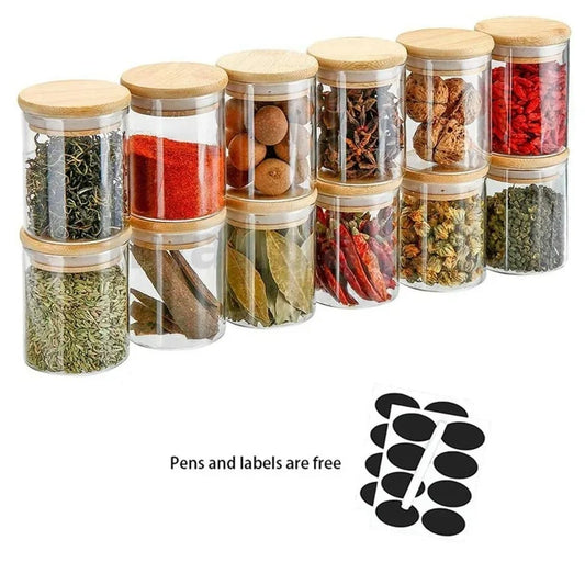 set Glass spice jar set 12pcs