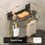Wall-Mounted Stainless Steel Soap &amp; Dispenser Holder — Black