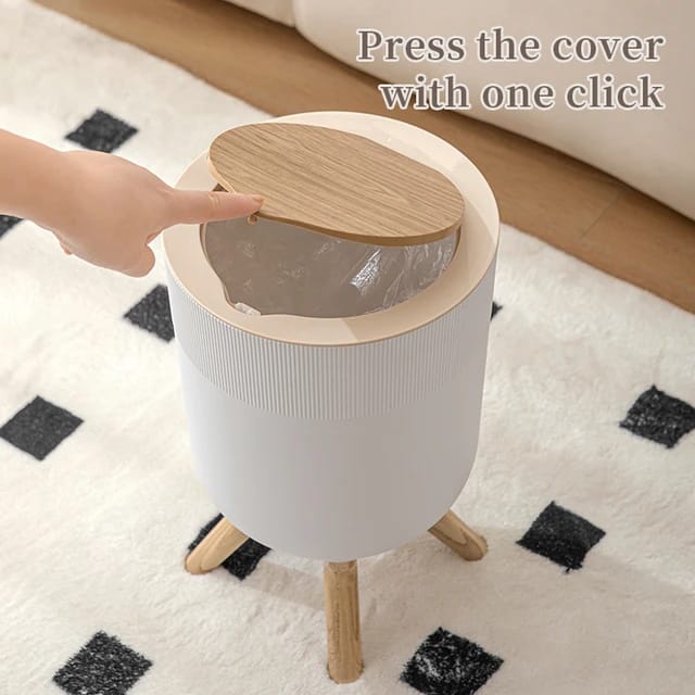 Nordic Style Garbage Container With Wood Grain Cover
