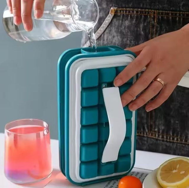 Portable push ice cube maker teal silicone tray with lid — iDecorators Kenya